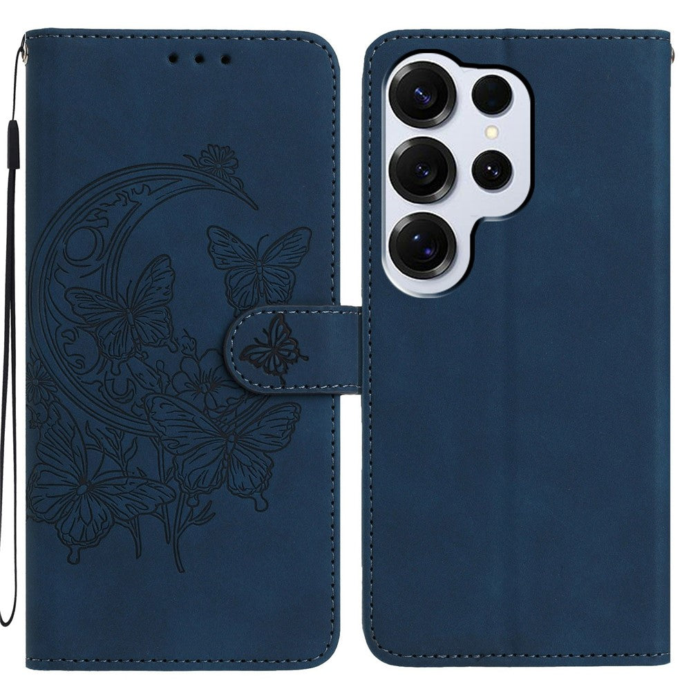For Samsung Galaxy S26 Ultra Case Butterfly Flower Imprinted PU Leather Wallet Stand Phone Cover