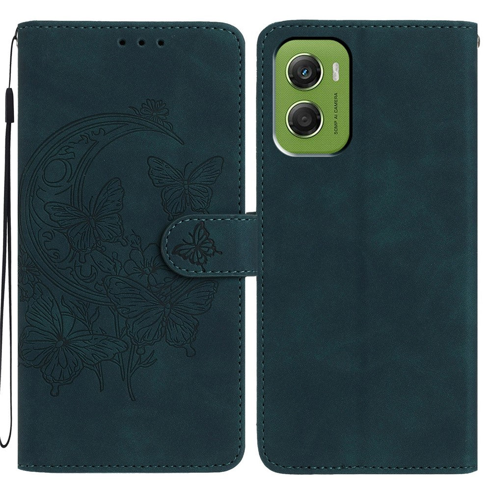 For Motorola Moto G06 4G Case Butterfly Flower Imprinted PU Leather Wallet Stand Phone Cover