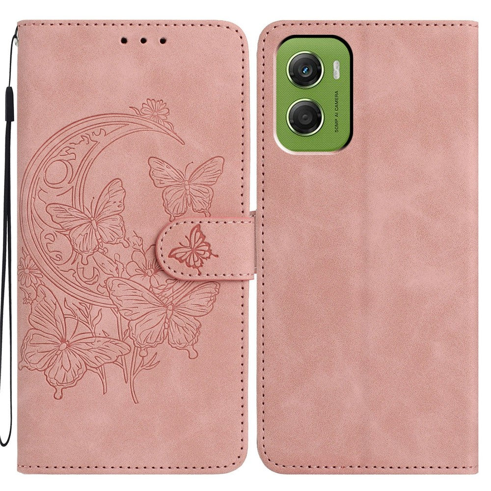 For Motorola Moto G06 4G Case Butterfly Flower Imprinted PU Leather Wallet Stand Phone Cover