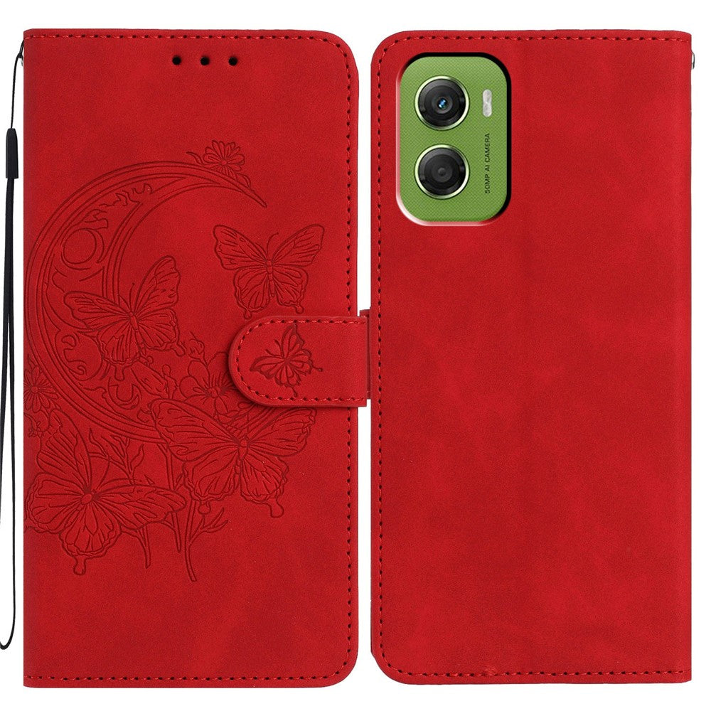 For Motorola Moto G06 4G Case Butterfly Flower Imprinted PU Leather Wallet Stand Phone Cover