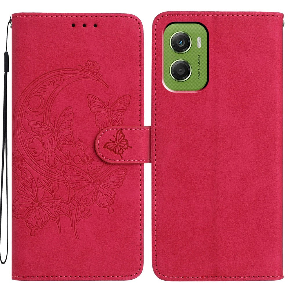 For Motorola Moto G06 4G Case Butterfly Flower Imprinted PU Leather Wallet Stand Phone Cover