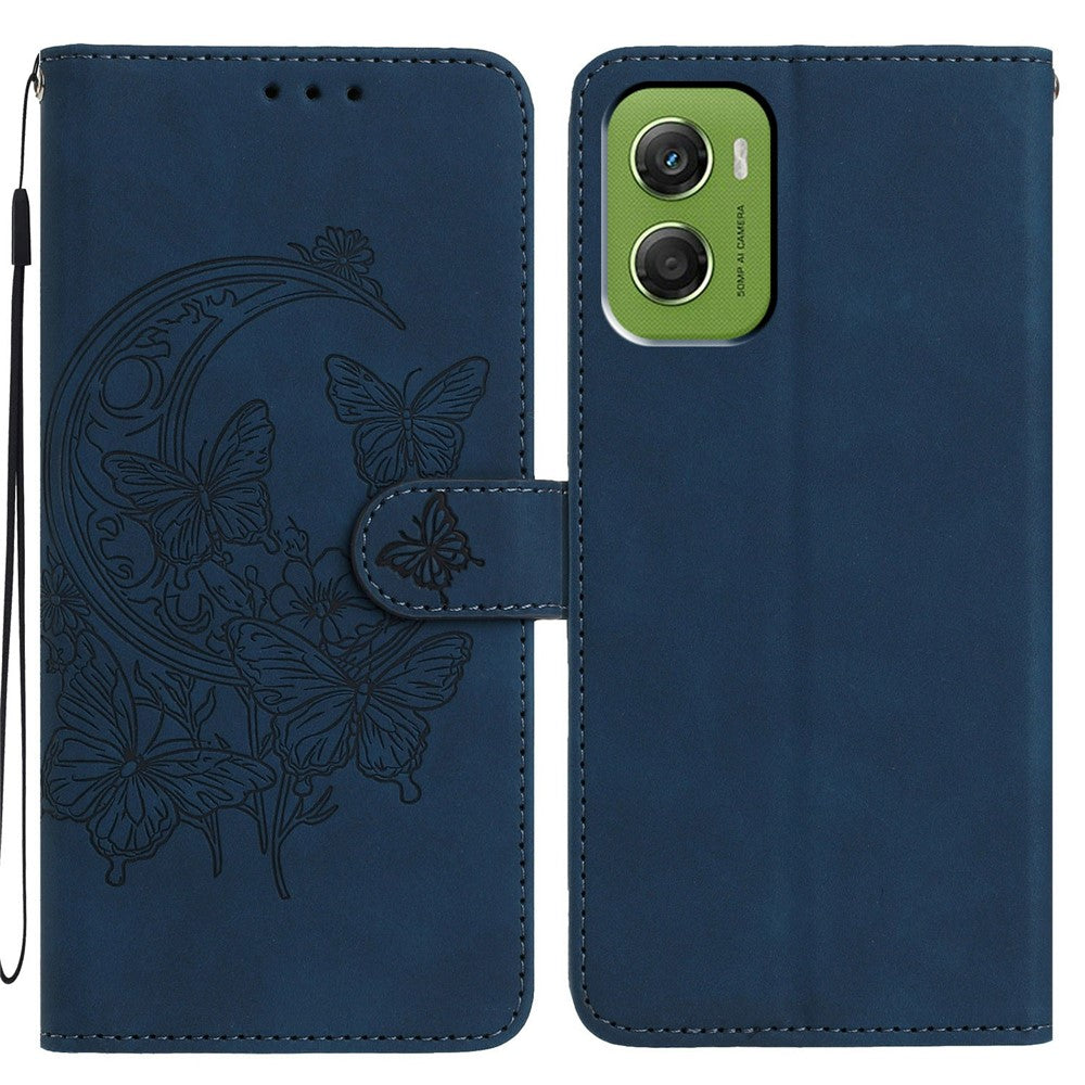 For Motorola Moto G06 4G Case Butterfly Flower Imprinted PU Leather Wallet Stand Phone Cover