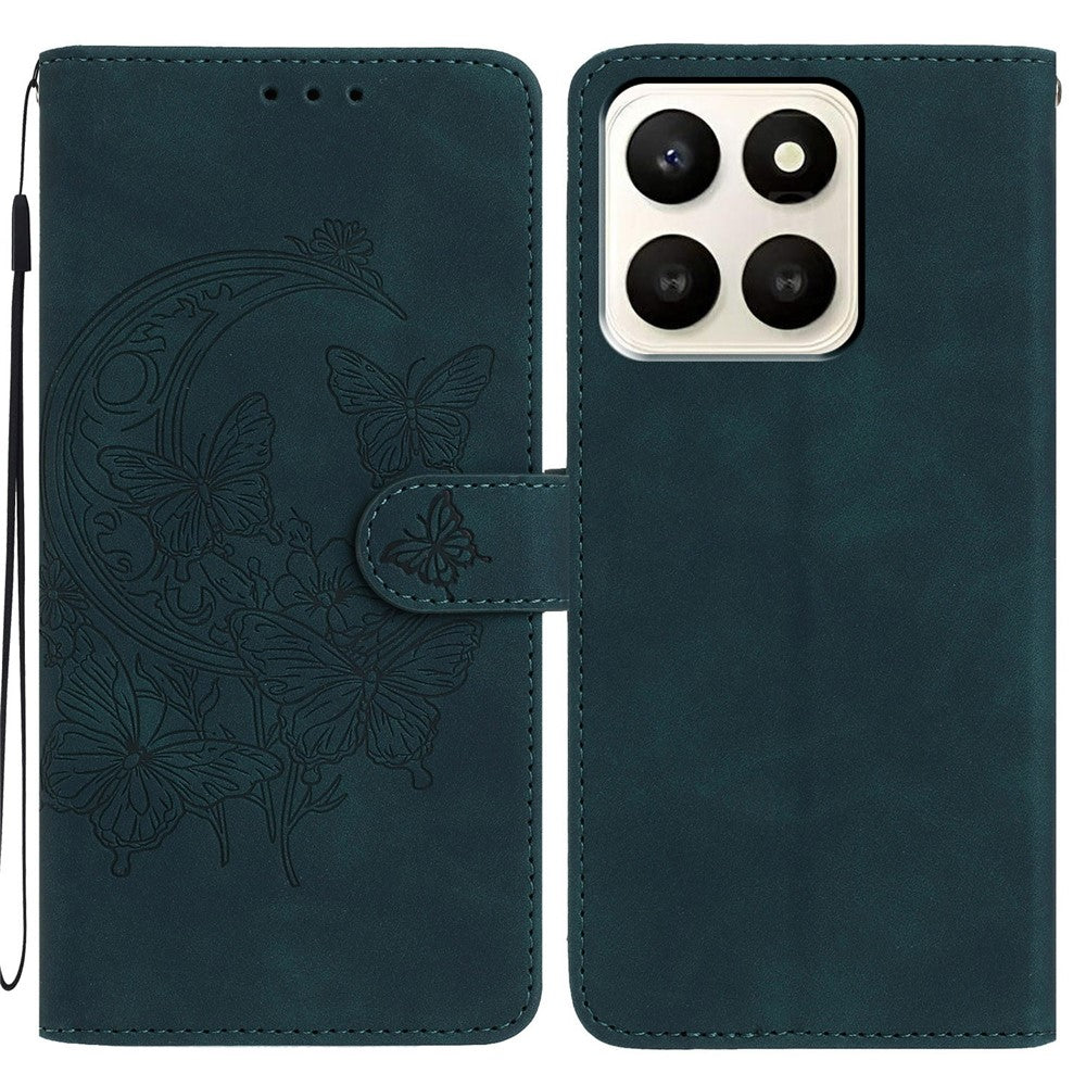 For Honor X7d 5G Case Butterfly Flower Imprinted PU Leather Wallet Stand Phone Cover