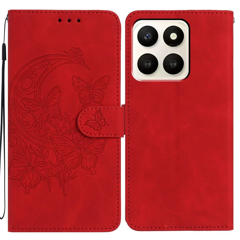 For Honor X7d 5G Case Butterfly Flower Imprinted PU Leather Wallet Stand Phone Cover