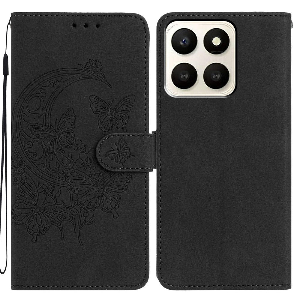 For Honor X7d 5G Case Butterfly Flower Imprinted PU Leather Wallet Stand Phone Cover