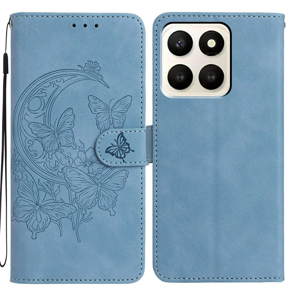 For Honor X7d 5G Case Butterfly Flower Imprinted PU Leather Wallet Stand Phone Cover