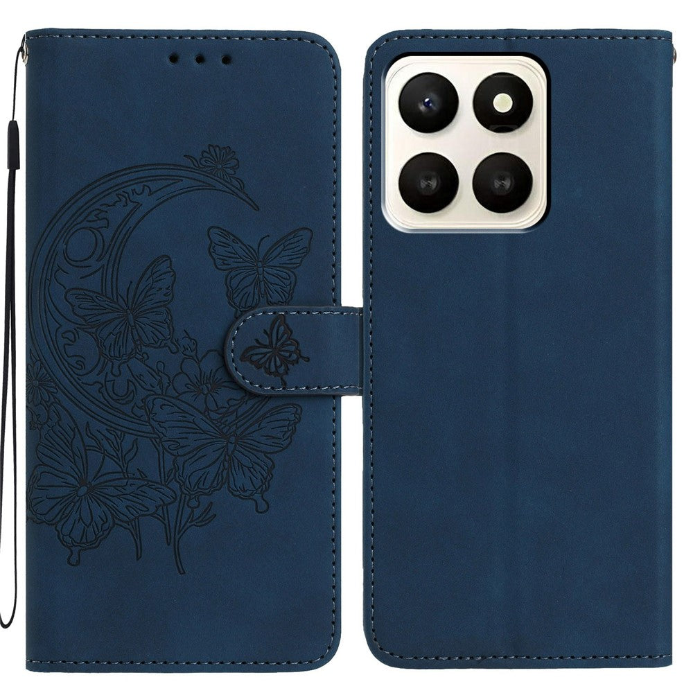 For Honor X7d 5G Case Butterfly Flower Imprinted PU Leather Wallet Stand Phone Cover