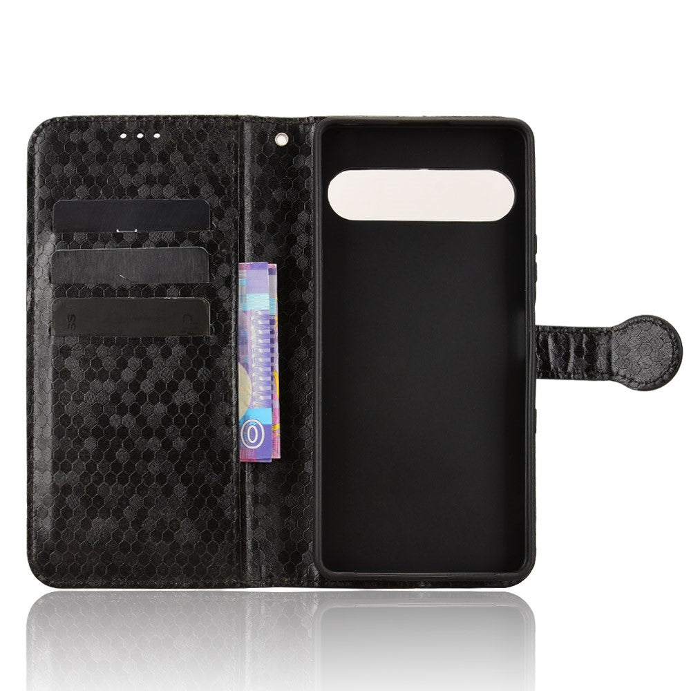 For Sony Xperia 10 VII Wallet Case Dot Pattern Imprint PU Leather Phone Cover with Wrist Strap