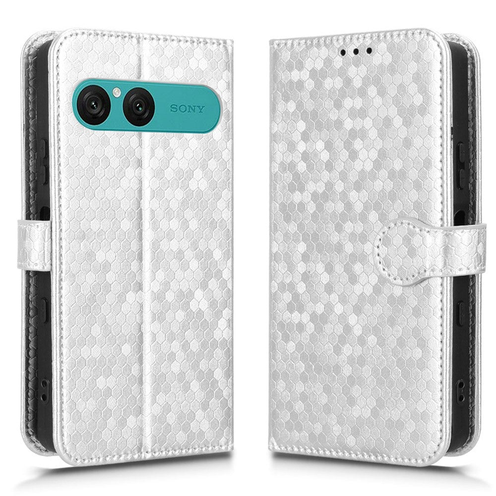 For Sony Xperia 10 VII Wallet Case Dot Pattern Imprint PU Leather Phone Cover with Wrist Strap