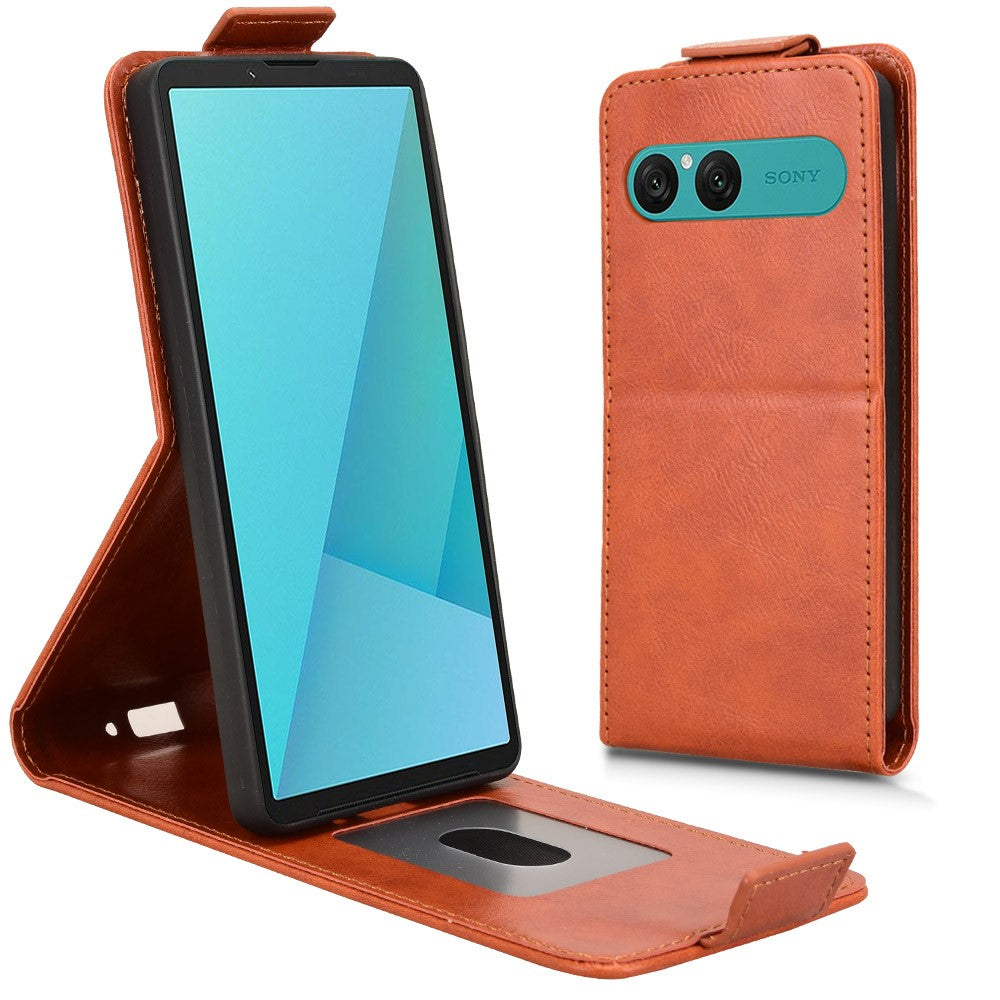 For Sony Xperia 10 VII Stand Case Magnetic Clasp Vertical Flip Leather Phone Cover with Card Holder