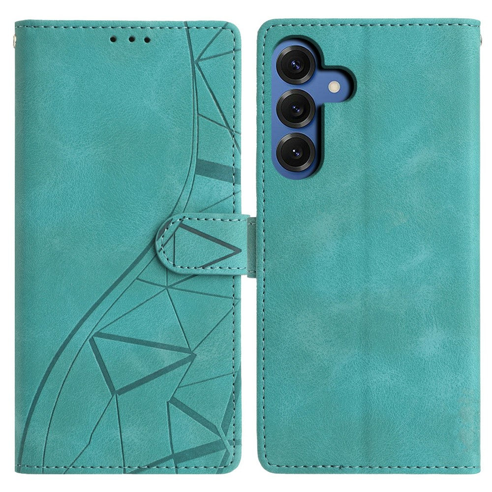 For Samsung Galaxy S26 / S26 Pro Case Wallet Stand Imprinted Triangle Pattern Leather Phone Flip Cover