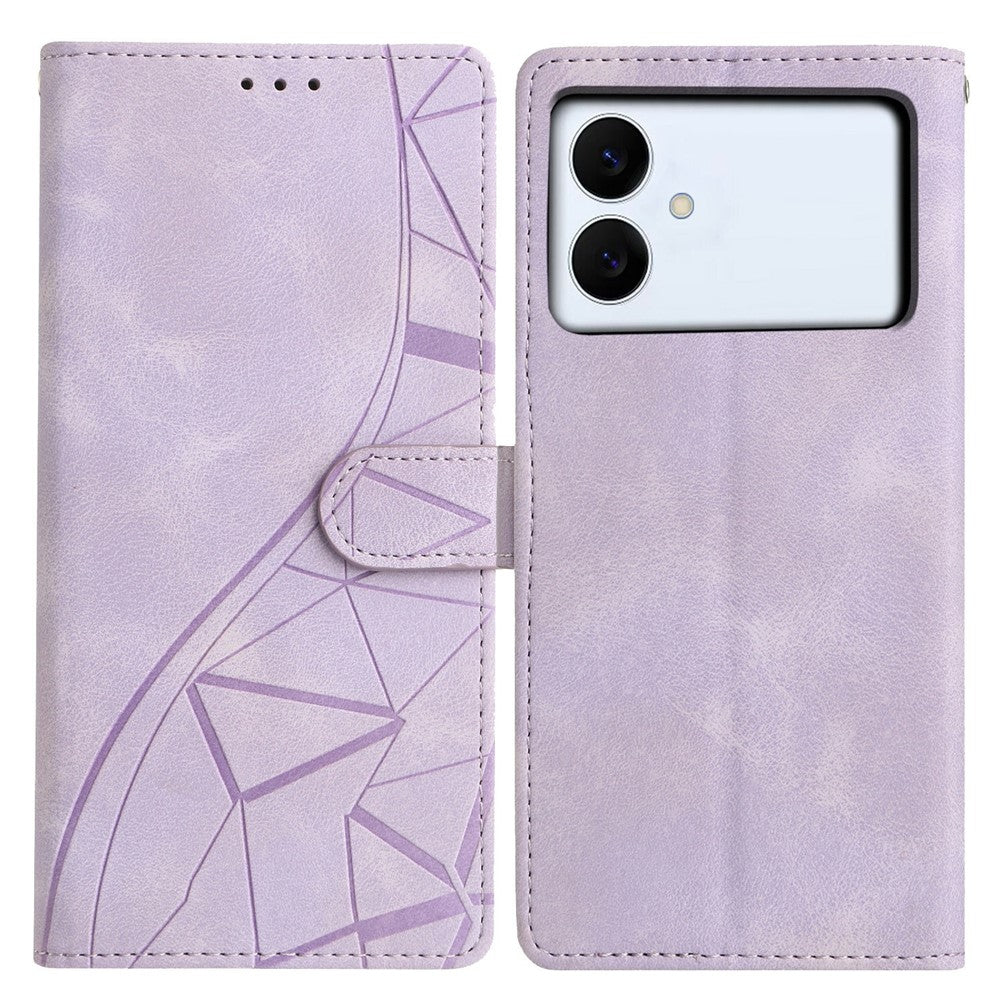 For Samsung Galaxy S26 Edge Case Wallet Stand Imprinted Triangle Pattern Leather Phone Flip Cover