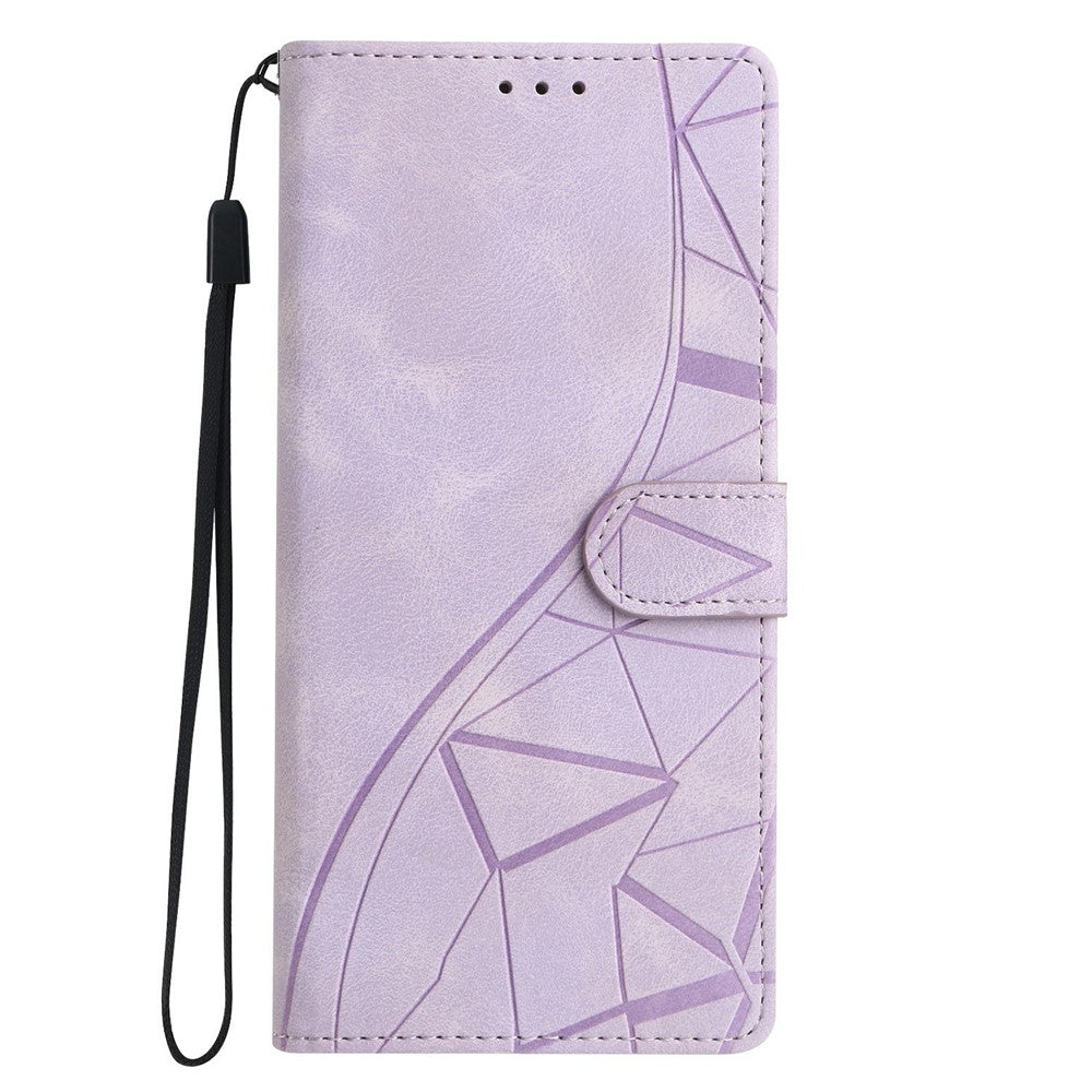 For Samsung Galaxy S26 Edge Case Wallet Stand Imprinted Triangle Pattern Leather Phone Flip Cover