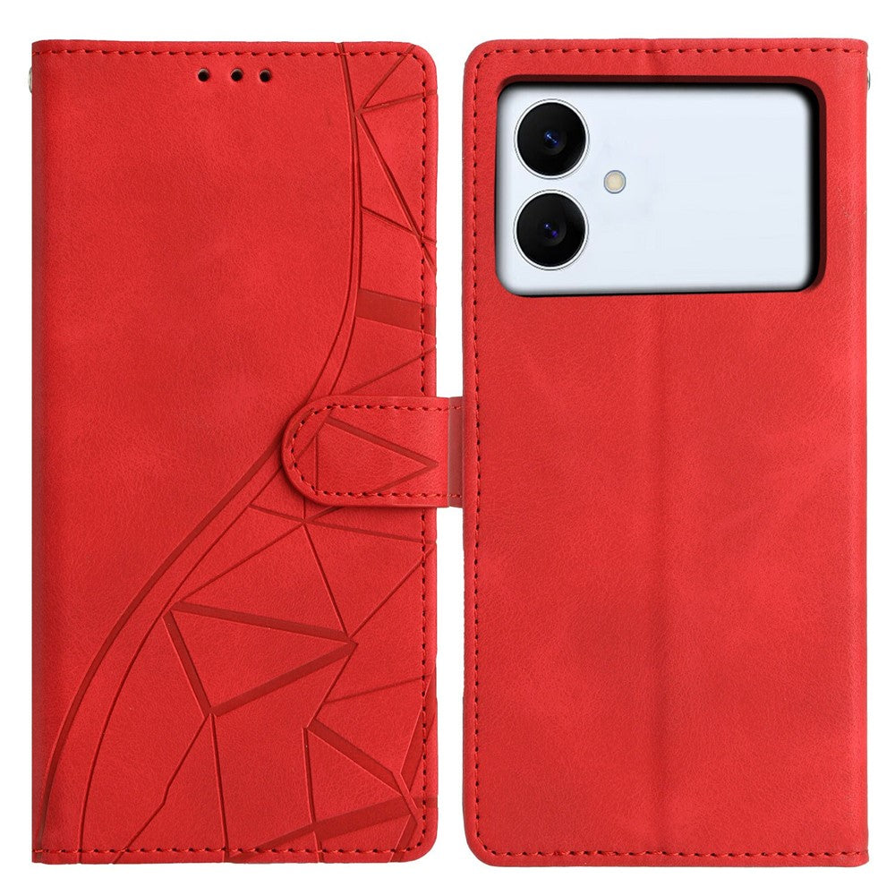 For Samsung Galaxy S26 Edge Case Wallet Stand Imprinted Triangle Pattern Leather Phone Flip Cover