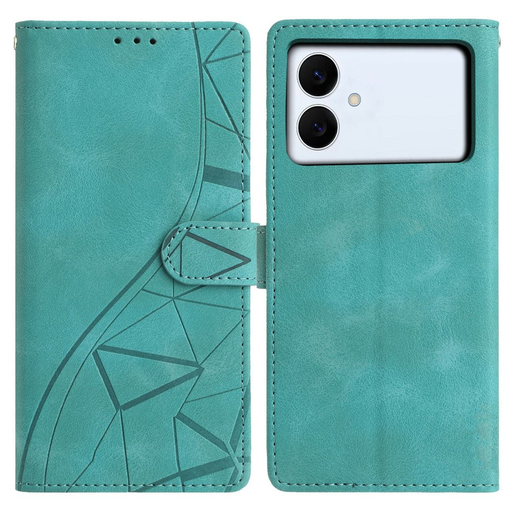 For Samsung Galaxy S26 Edge Case Wallet Stand Imprinted Triangle Pattern Leather Phone Flip Cover