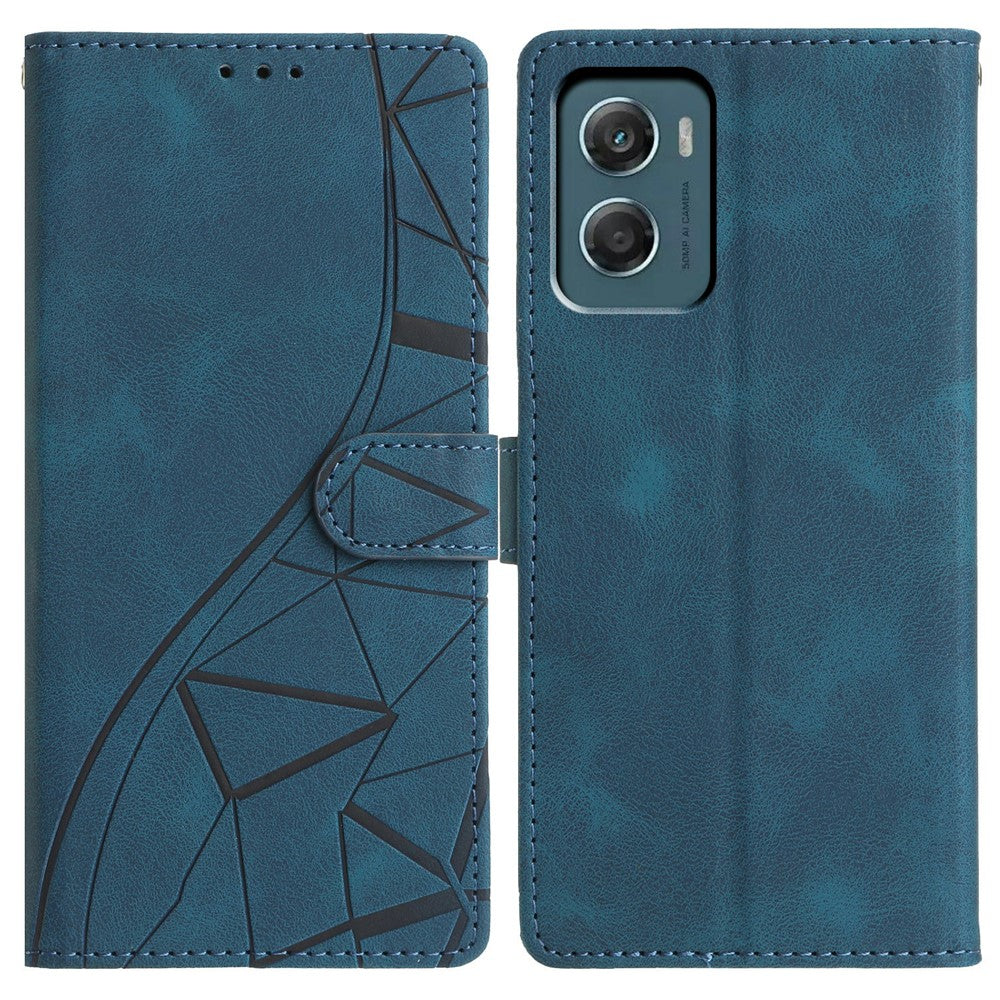 For Motorola Moto G06 4G Case Wallet Stand Imprinted Triangle Pattern Leather Phone Flip Cover