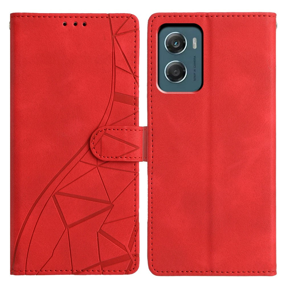 For Motorola Moto G06 4G Case Wallet Stand Imprinted Triangle Pattern Leather Phone Flip Cover