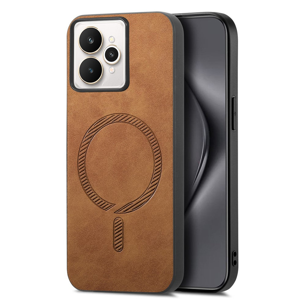 For Realme 15 Pro 5G Leather Back Case Compatible with MagSafe Skin-touch Phone Cover