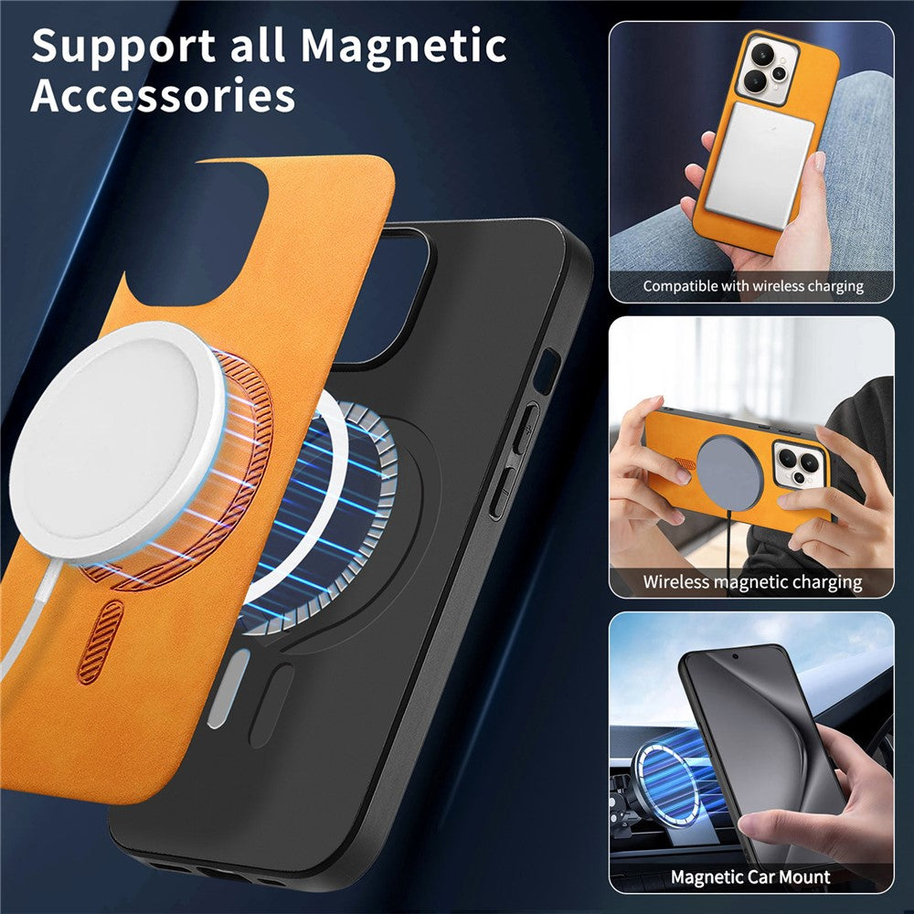 For Realme 15 Pro 5G Leather Back Case Compatible with MagSafe Skin-touch Phone Cover