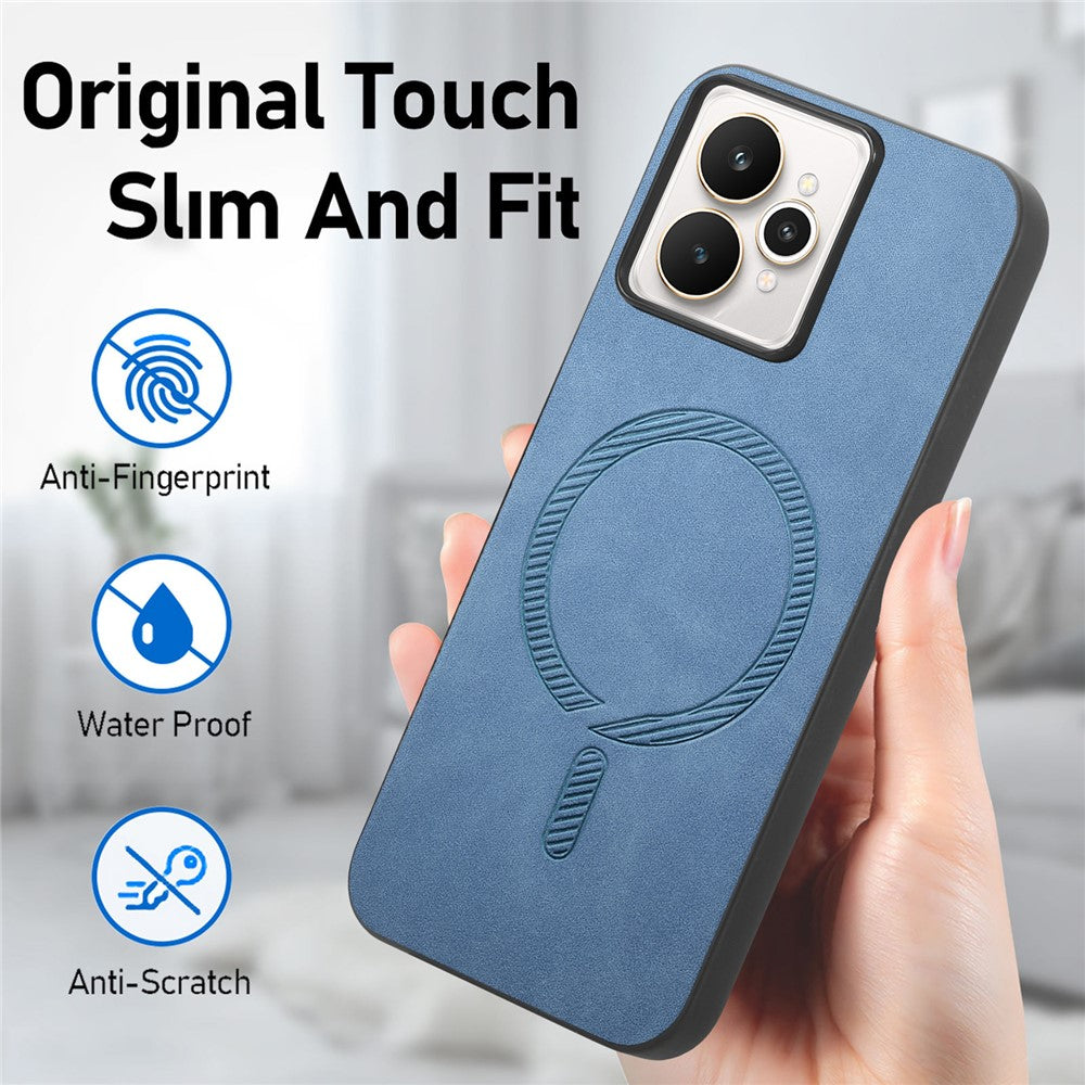 For Realme 15 Pro 5G Leather Back Case Compatible with MagSafe Skin-touch Phone Cover