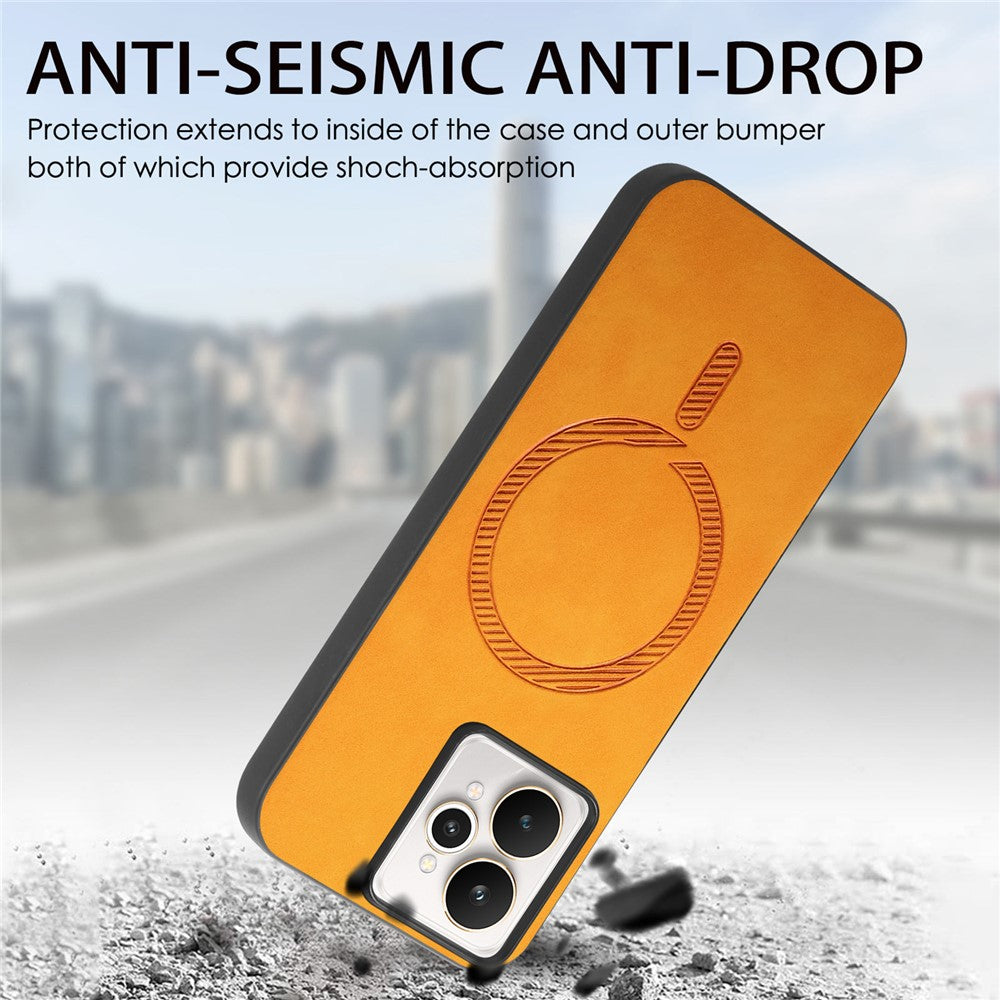 For Realme 15 Pro 5G Leather Back Case Compatible with MagSafe Skin-touch Phone Cover