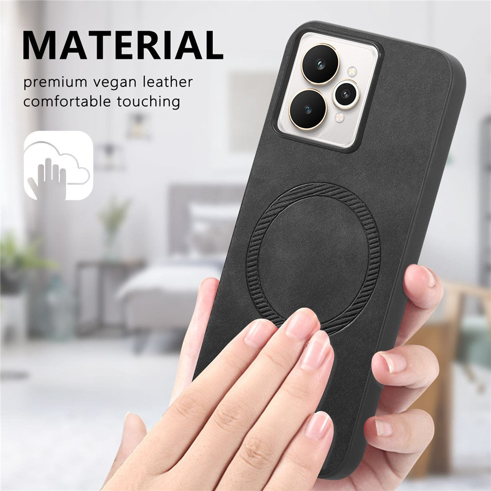 For Realme 15 Pro 5G Leather Back Case Compatible with MagSafe Skin-touch Phone Cover