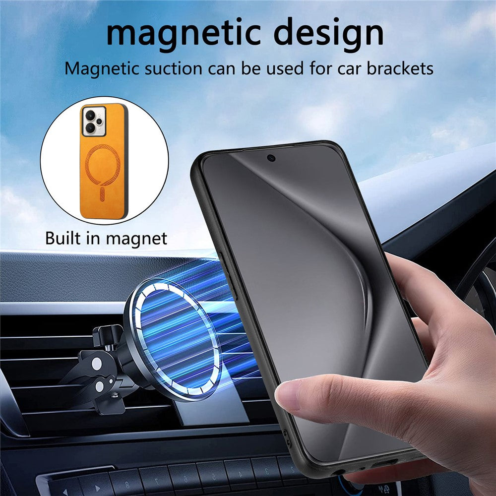 For Realme 15 Pro 5G Leather Back Case Compatible with MagSafe Skin-touch Phone Cover