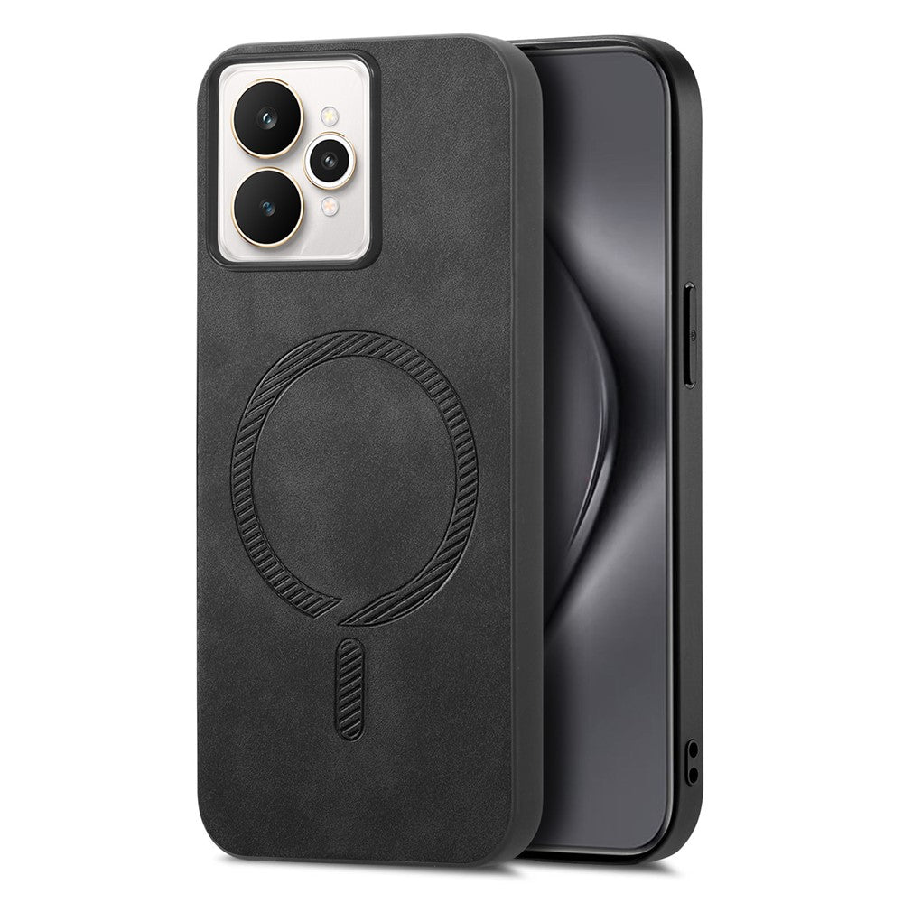 For Realme 15 Pro 5G Leather Back Case Compatible with MagSafe Skin-touch Phone Cover