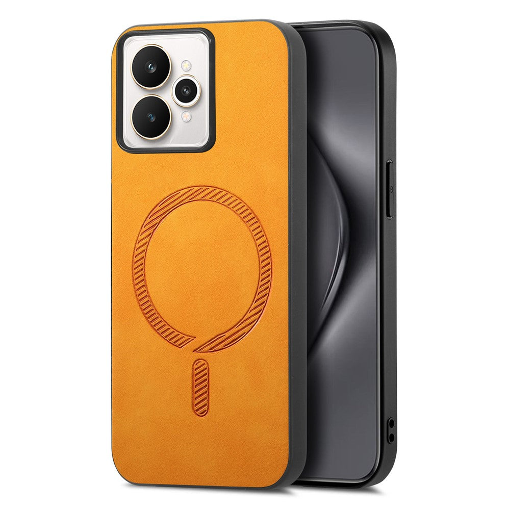 For Realme 15 Pro 5G Leather Back Case Compatible with MagSafe Skin-touch Phone Cover