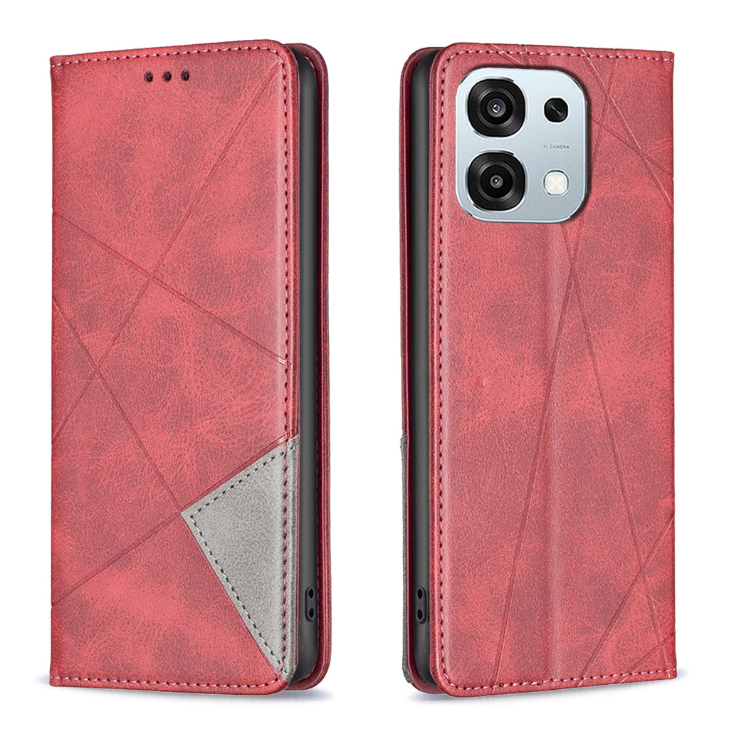 For Oppo A6 Pro 5G Case Card Slots Geometry Imprint Leather Phone Cover