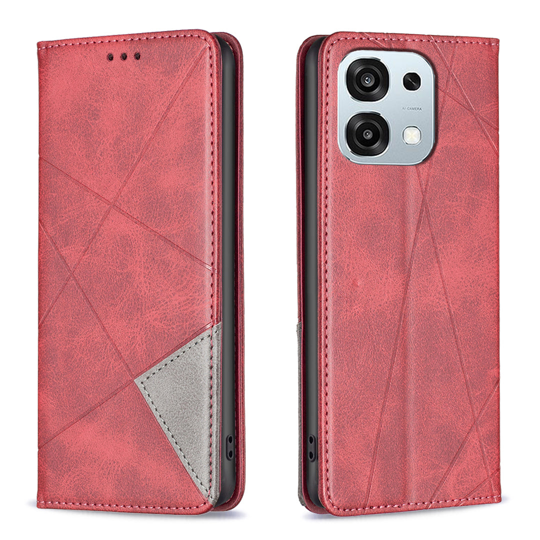For Oppo A6 Pro 5G Case Card Slots Geometry Imprint Leather Phone Cover