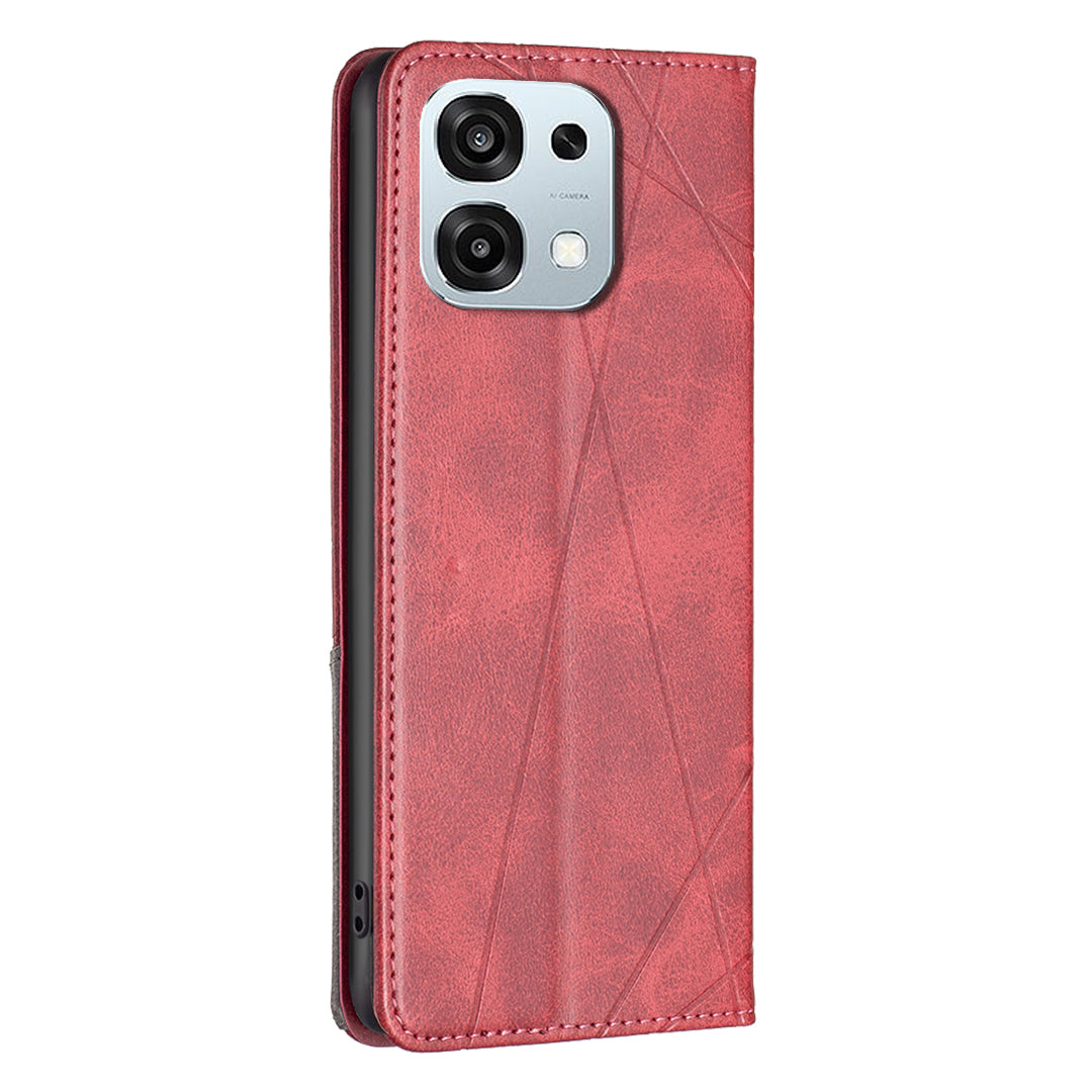 For Oppo A6 Pro 5G Case Card Slots Geometry Imprint Leather Phone Cover