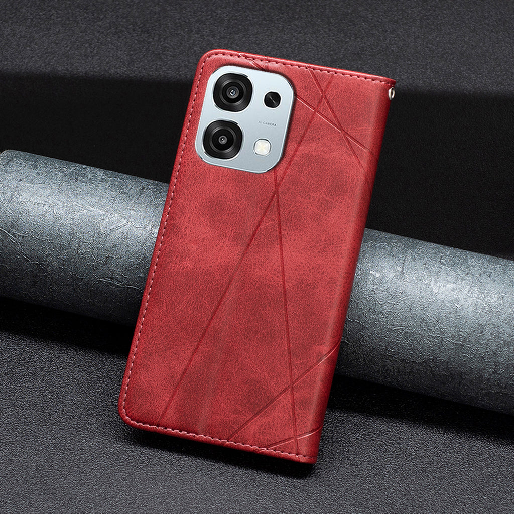For Oppo A6 Pro 5G Case Card Slots Geometry Imprint Leather Phone Cover