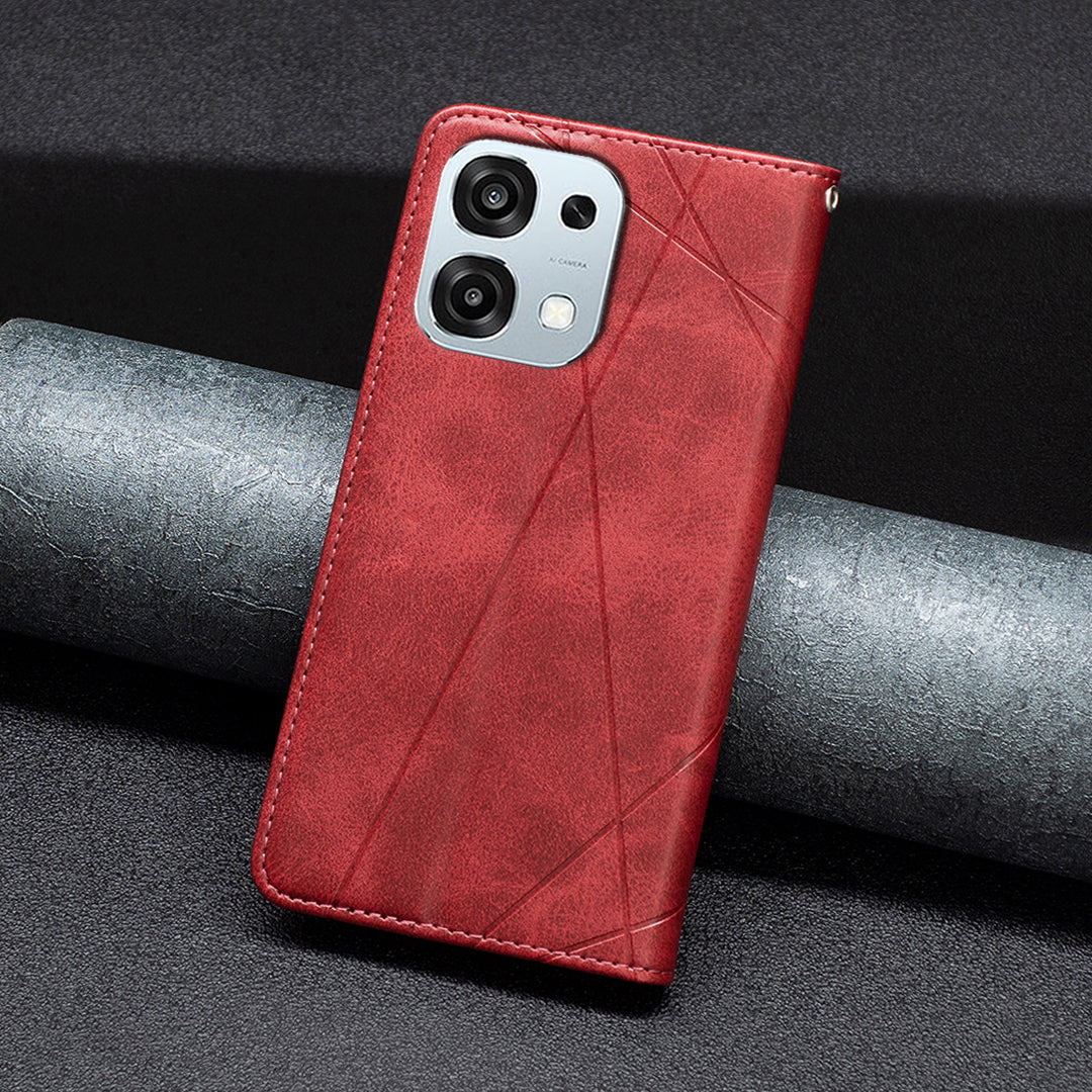 For Oppo A6 Pro 5G Case Card Slots Geometry Imprint Leather Phone Cover