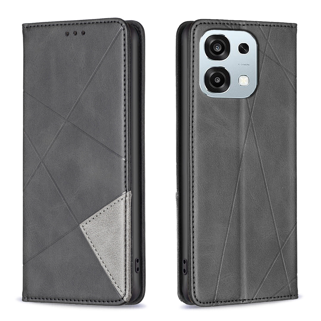 For Oppo A6 Pro 5G Case Card Slots Geometry Imprint Leather Phone Cover