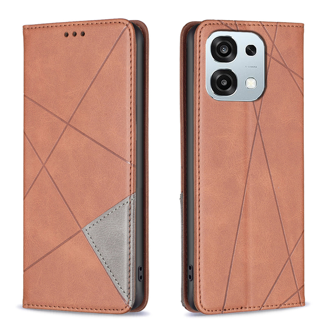 For Oppo A6 Pro 5G Case Card Slots Geometry Imprint Leather Phone Cover