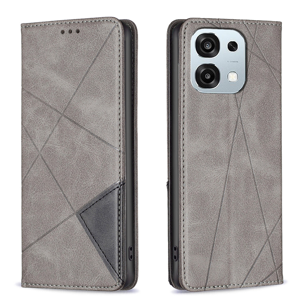 For Oppo A6 Pro 5G Case Card Slots Geometry Imprint Leather Phone Cover