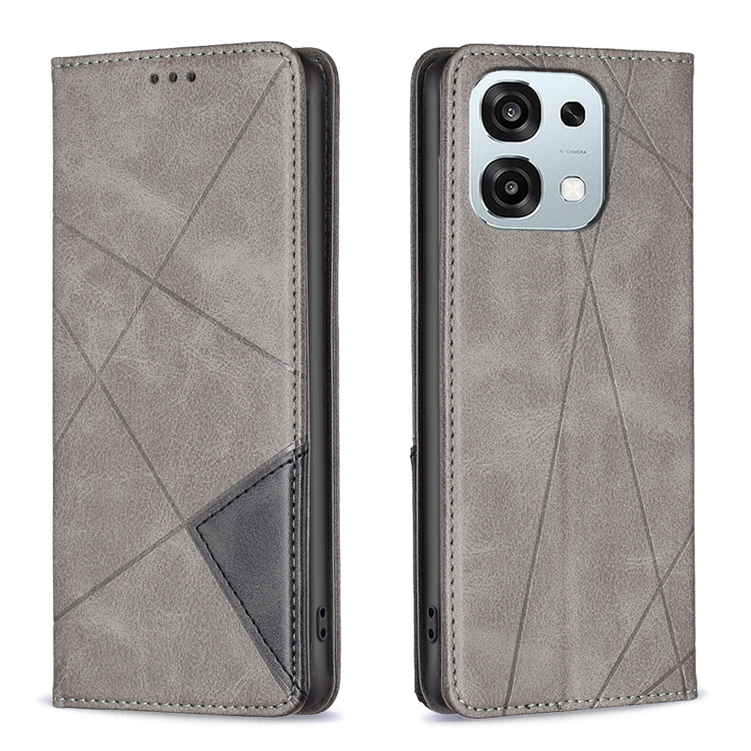 For Oppo A6 Pro 5G Case Card Slots Geometry Imprint Leather Phone Cover