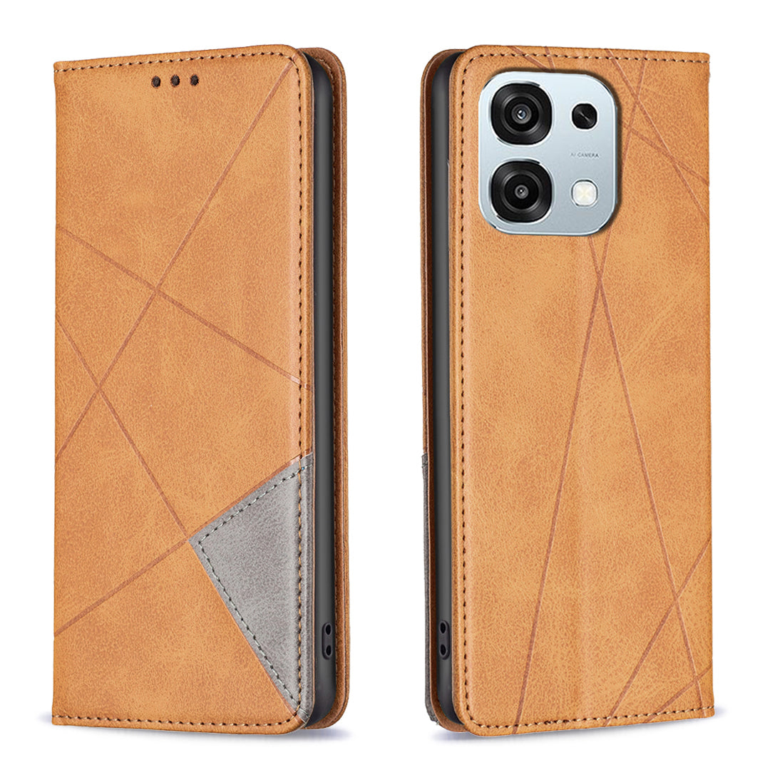 For Oppo A6 Pro 5G Case Card Slots Geometry Imprint Leather Phone Cover