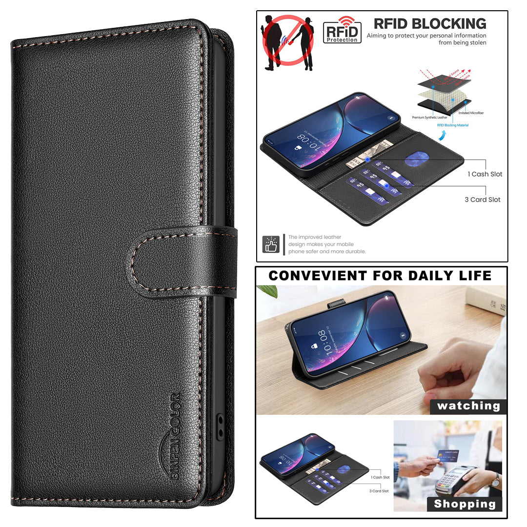 For Oppo A6 Pro 5G Leather Case BINFEN COLOR BF32 Wallet RFID Blocking Phone Cover