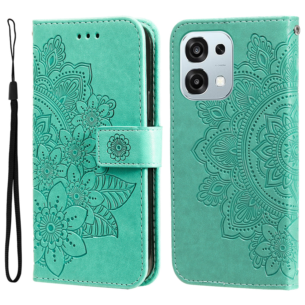 For Oppo A6 5G Case Floral Pattern PU Leather Wallet Stand Phone Cover