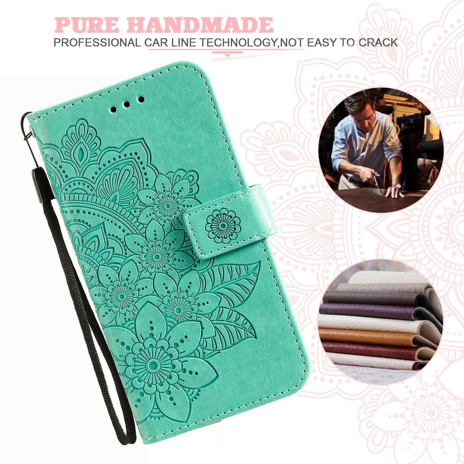 For Oppo A6 5G Case Floral Pattern PU Leather Wallet Stand Phone Cover