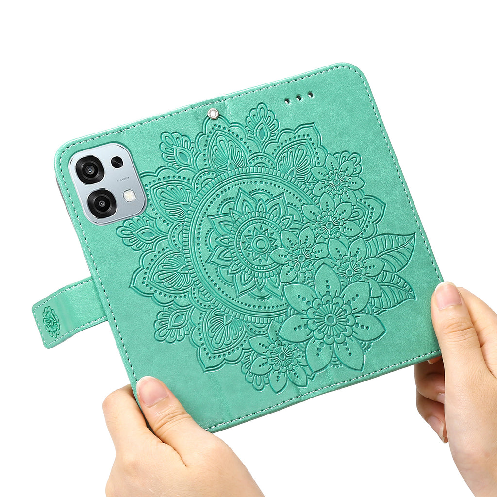 For Oppo A6 5G Case Floral Pattern PU Leather Wallet Stand Phone Cover