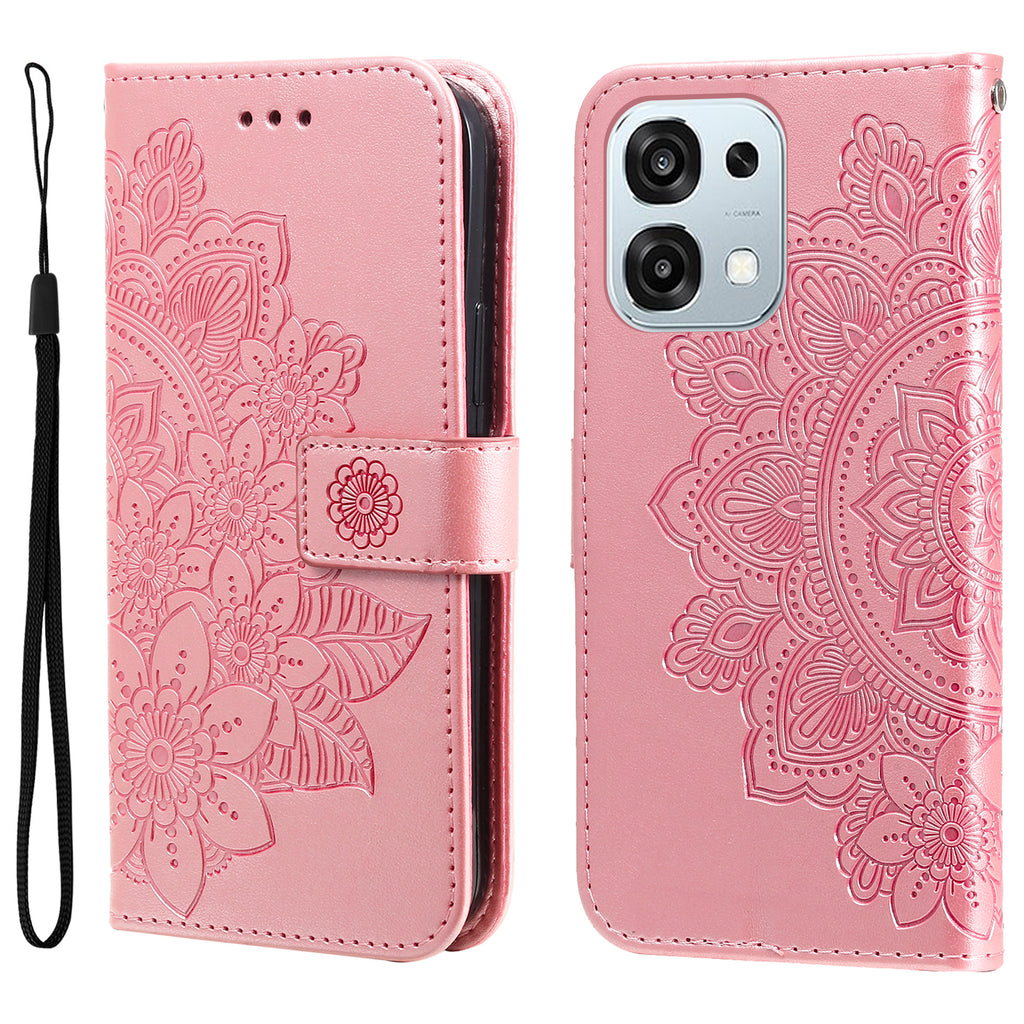 For Oppo A6 5G Case Floral Pattern PU Leather Wallet Stand Phone Cover