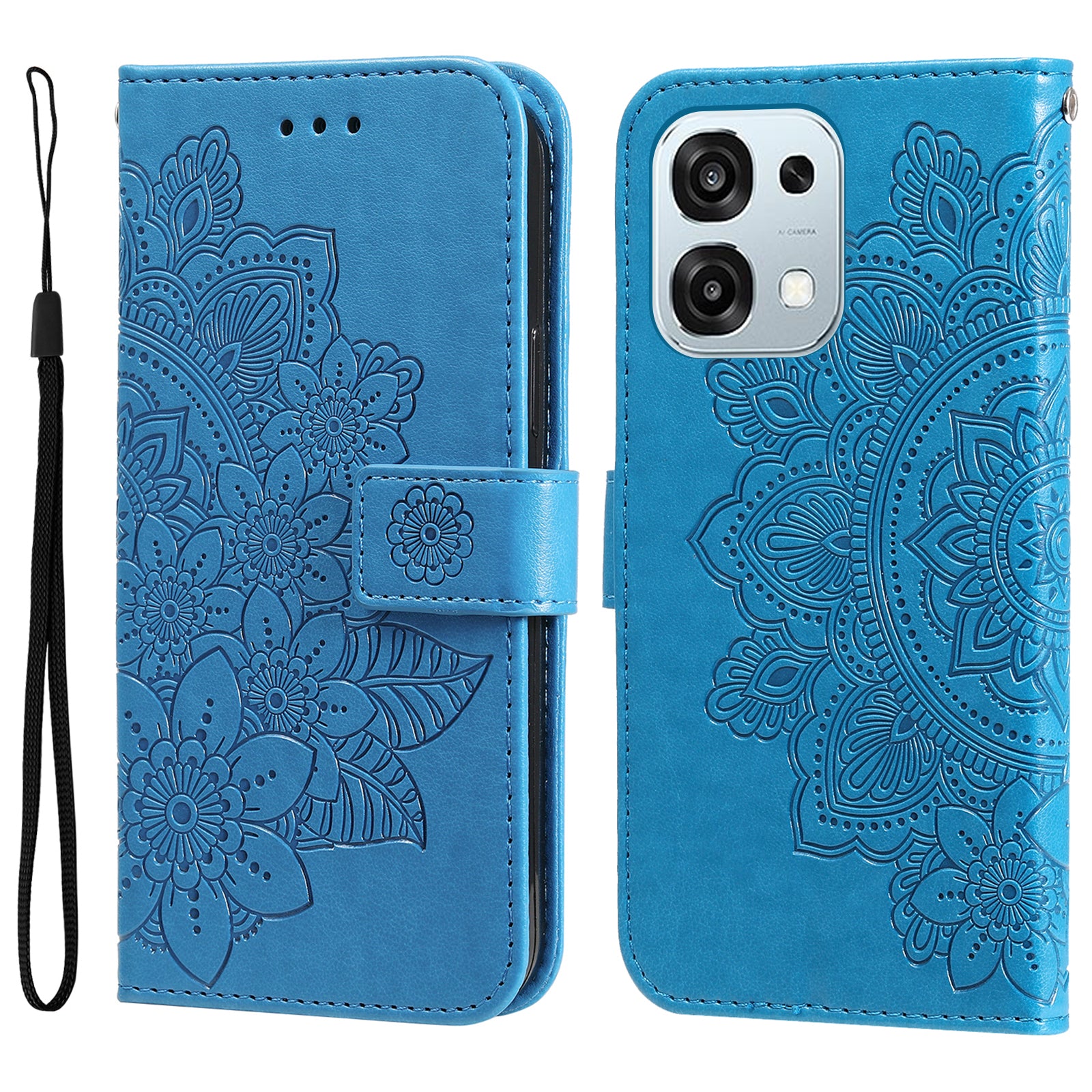 For Oppo A6 5G Case Floral Pattern PU Leather Wallet Stand Phone Cover