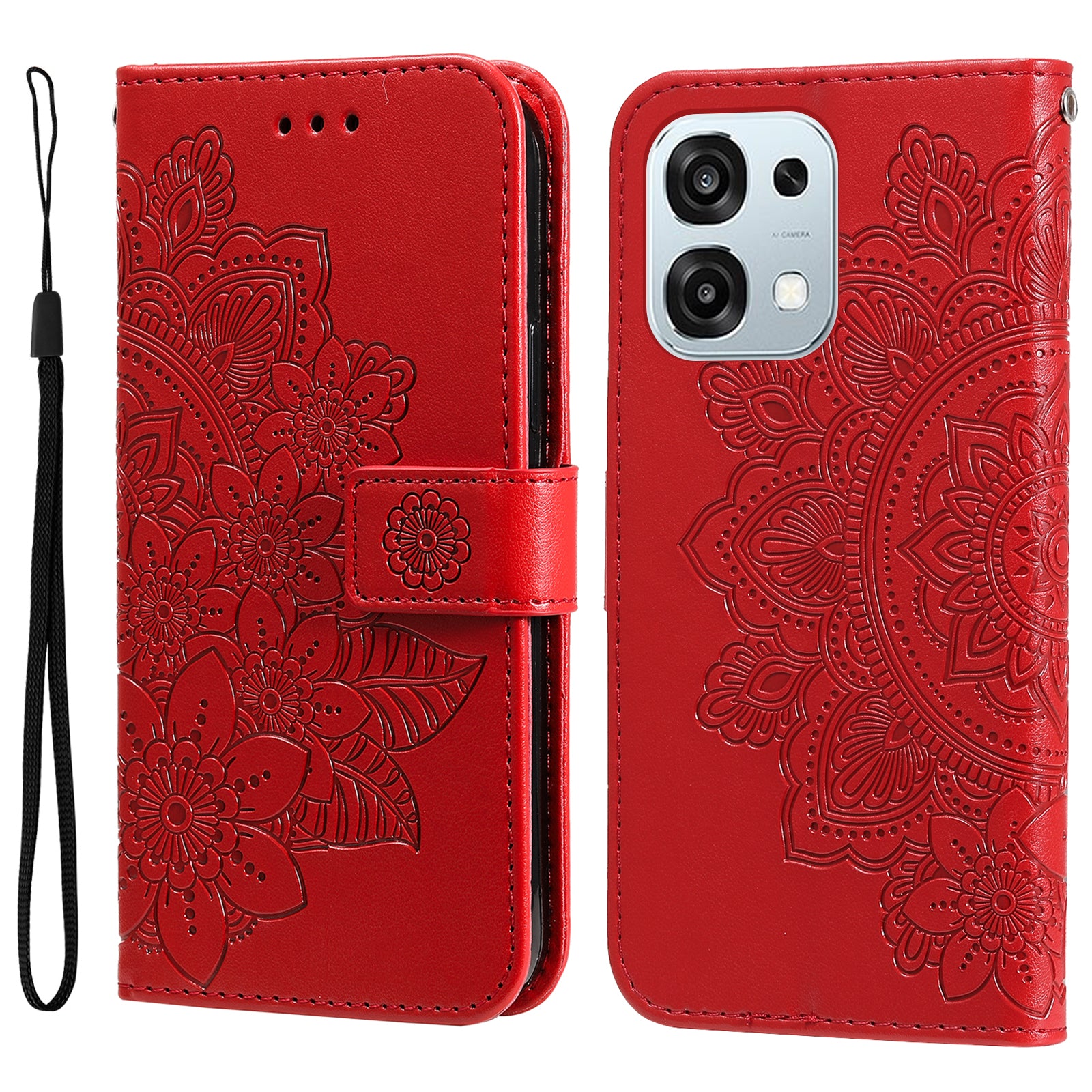 For Oppo A6 5G Case Floral Pattern PU Leather Wallet Stand Phone Cover