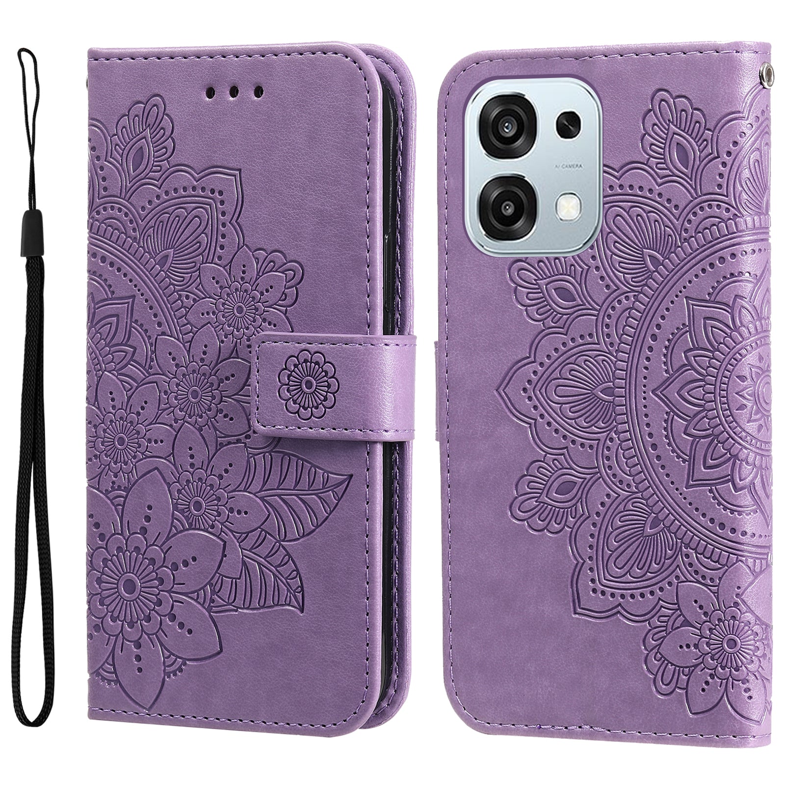 For Oppo A6 5G Case Floral Pattern PU Leather Wallet Stand Phone Cover