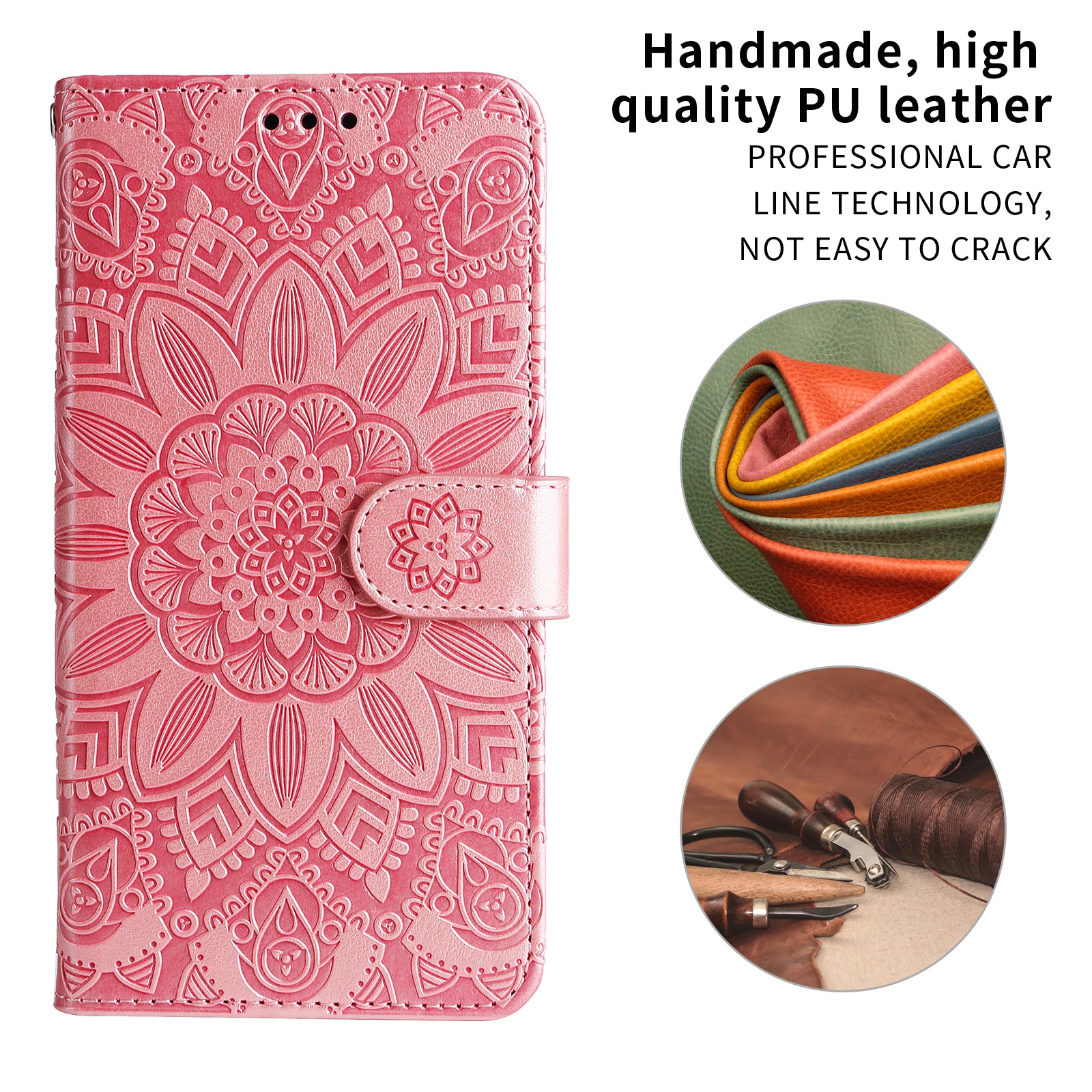 For Oppo A6 5G Case Sunflower Imprint Leather Wallet Phone Cover