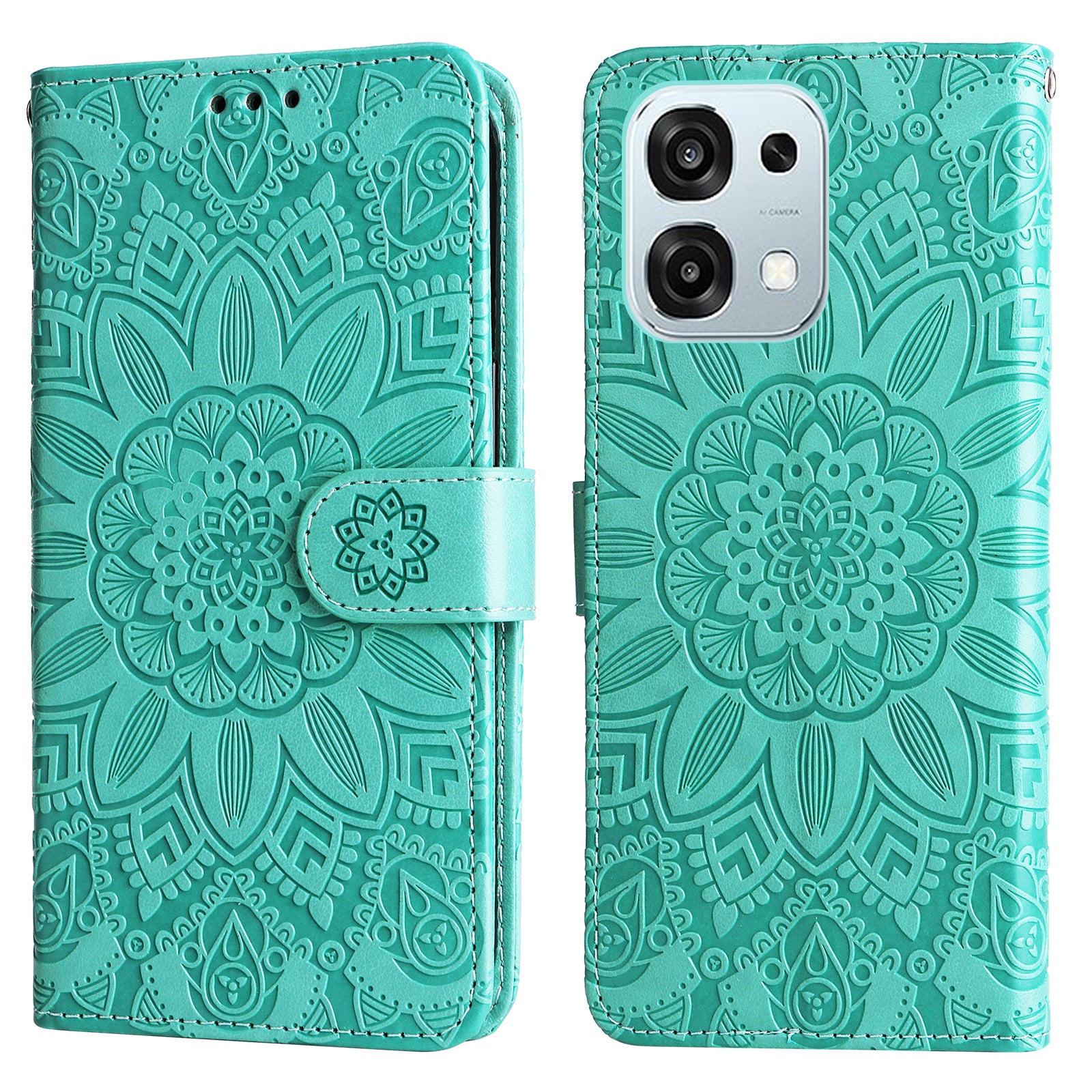 For Oppo A6 5G Case Sunflower Imprint Leather Wallet Phone Cover