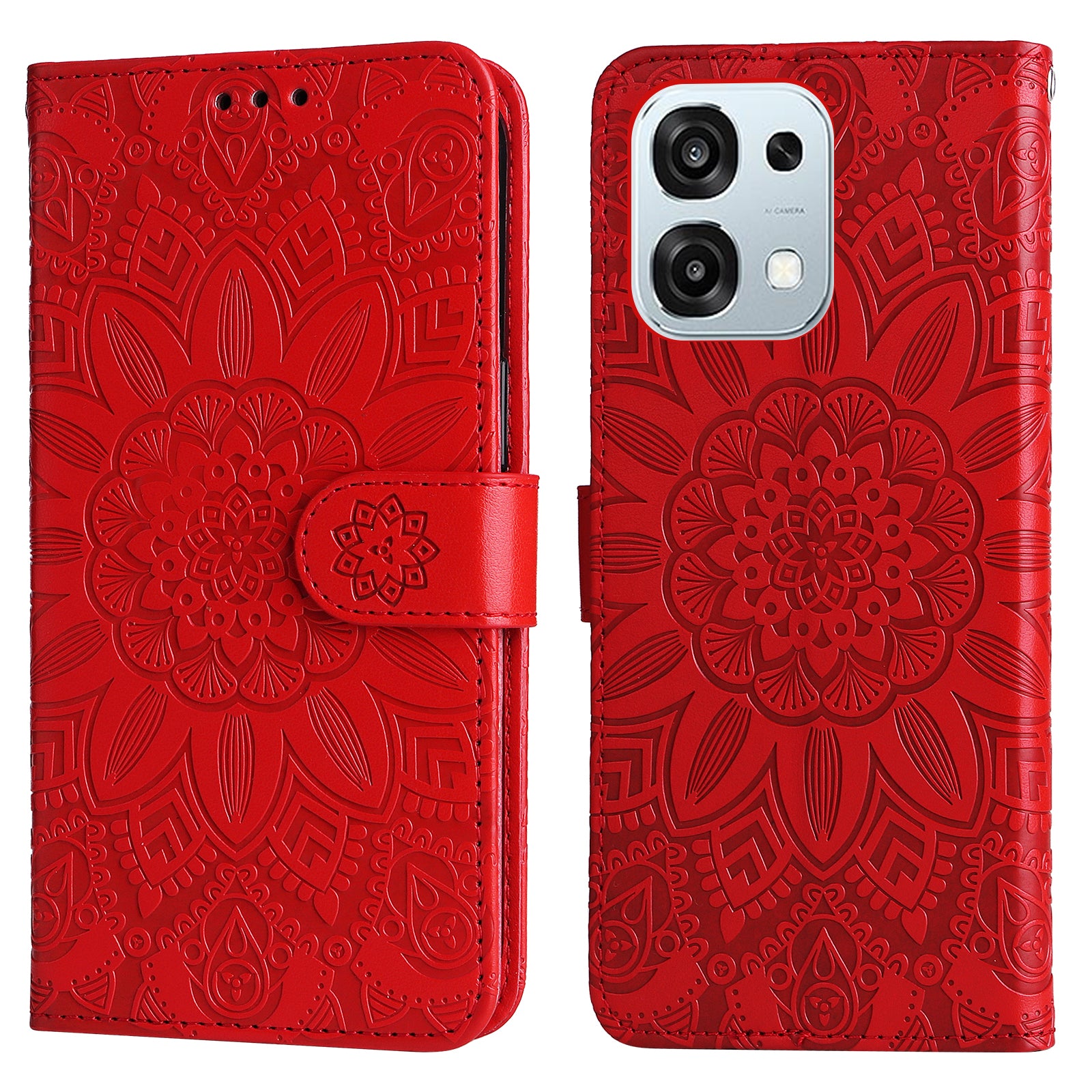 For Oppo A6 5G Case Sunflower Imprint Leather Wallet Phone Cover